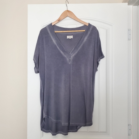 👚 Lou & Grey Burnout Gray Knit Top Size L - Picture 2 of 7